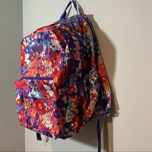 Vera Bradley Floral Extra Large Multi Pocket Backpack / Book Bag